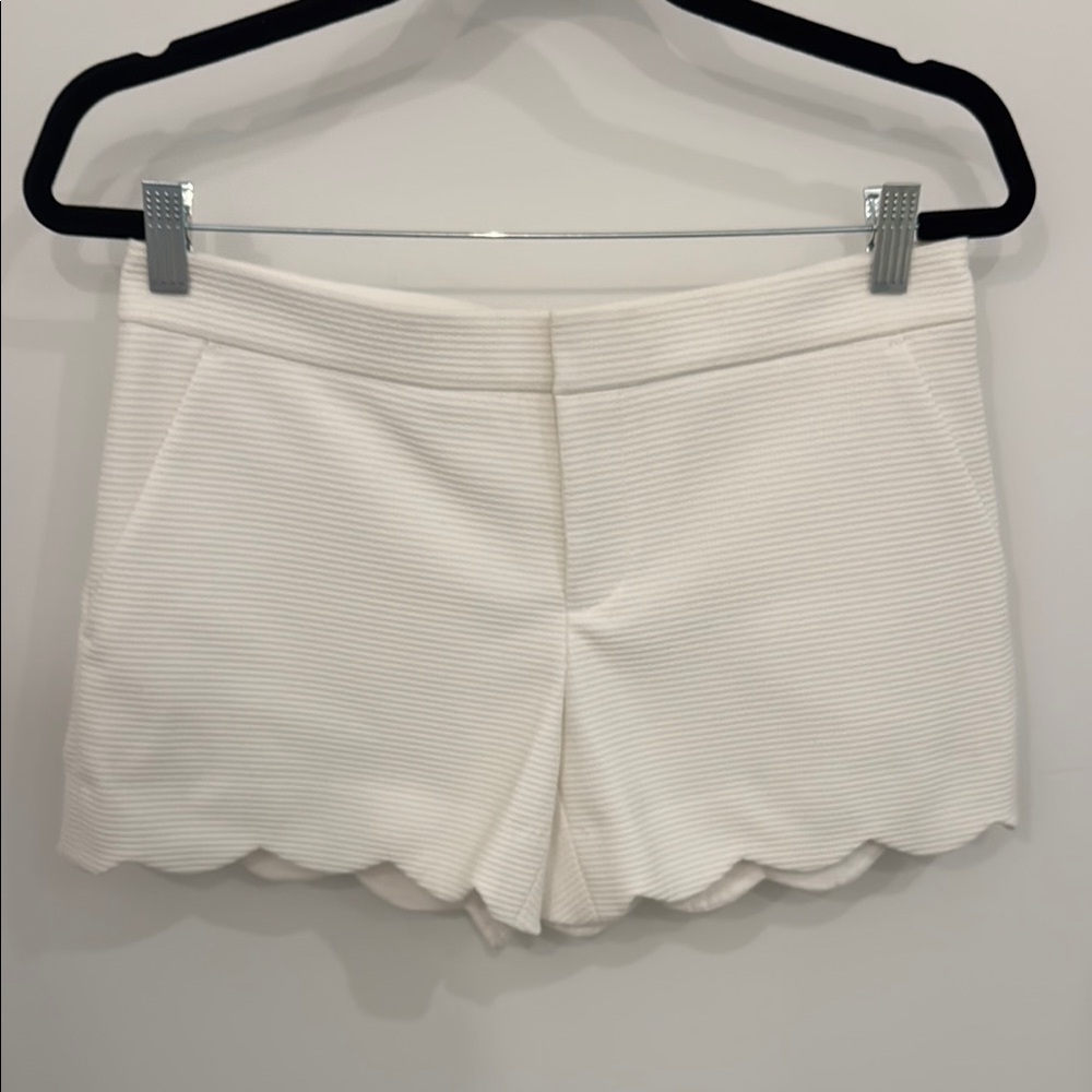 Club Monaco High Waist White Scalloped Shorts